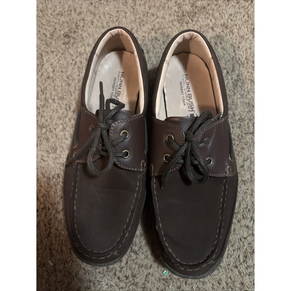 Nunn Bush Brown Leather Boat Shoes Memory Foam Comfort Men's Sz 10 Beach Casual
